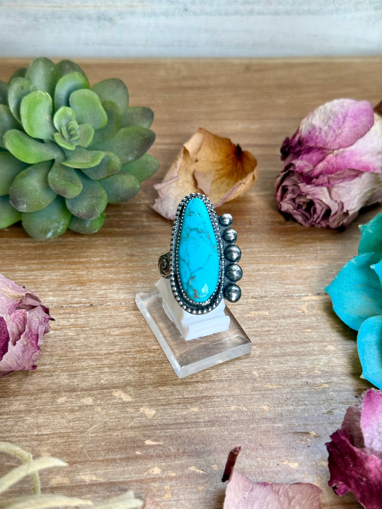 MJ Turquoise Ring – Sterling Silver Adjustable Band