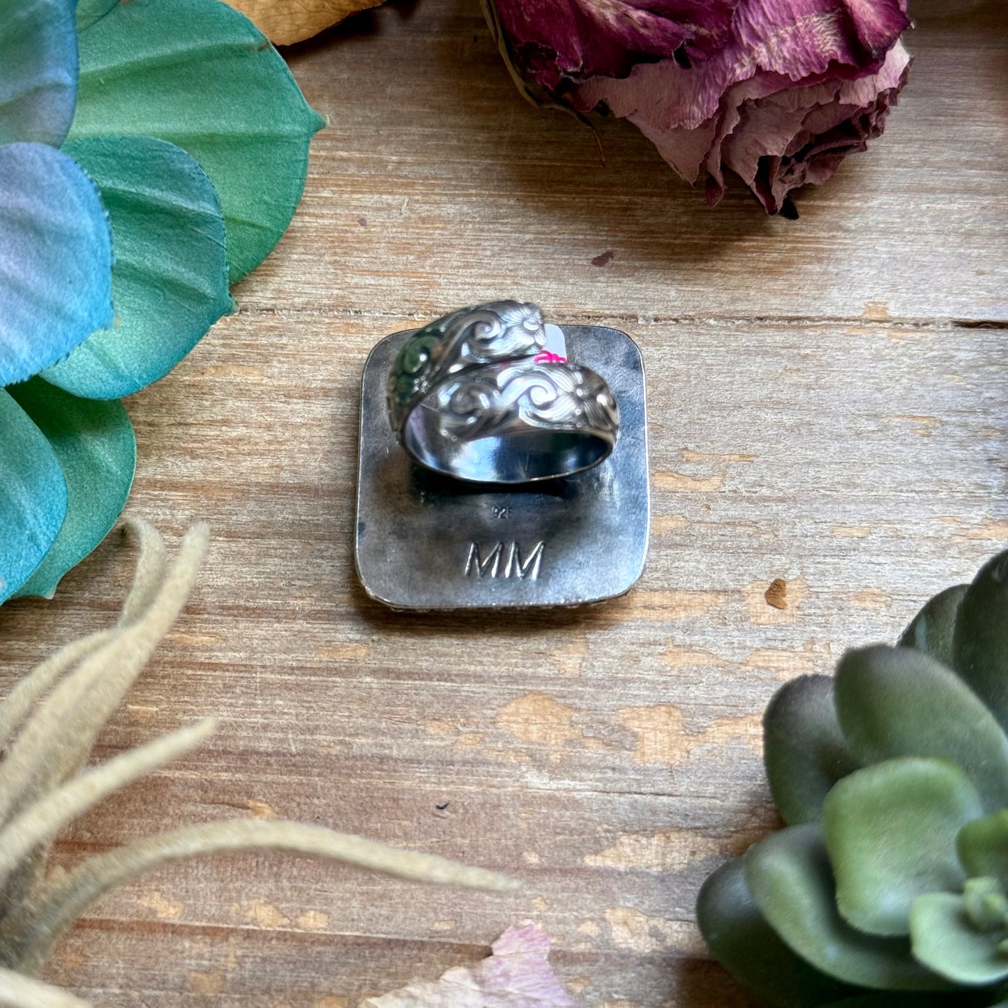 Mj ring - White Buffalo Adjustable Ring Square