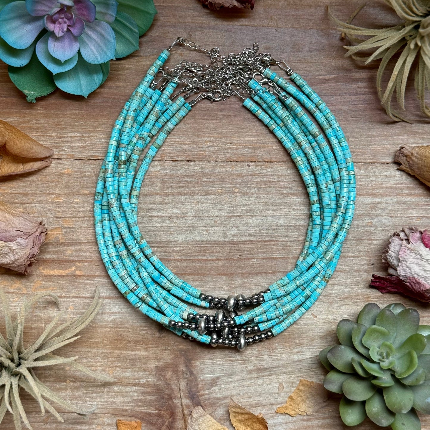 Variscite Heishi Necklace – 15" Best seller