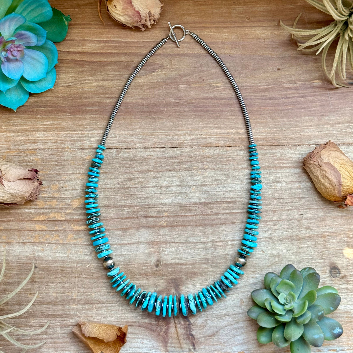 22-Inch Graduated Icy Blue Turquoise Necklace