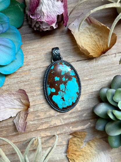 Turquoise Pendant – Sterling Silver (Fits 6mm Pearls)