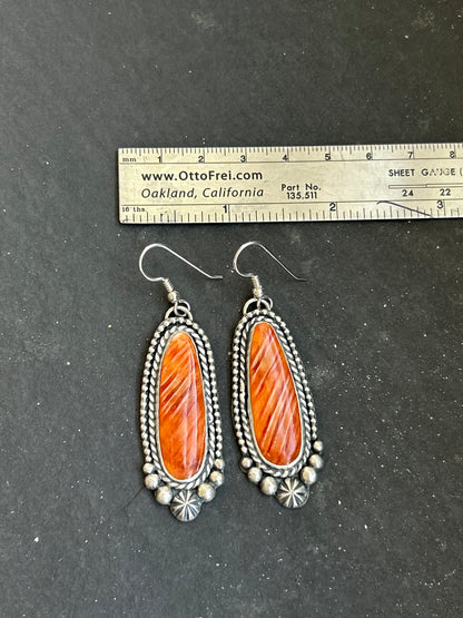 Sterling Silver Orange Spiny Oyster Dangle Earrings – Artist Shay Pfeiffer