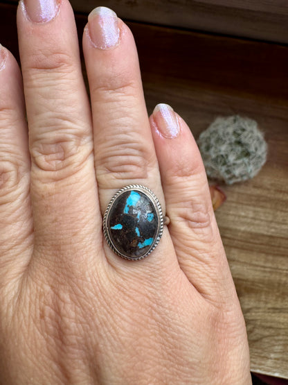 Small Ring - Size 7 1/2  -Blackjack turquoise ring & sterling silver option II