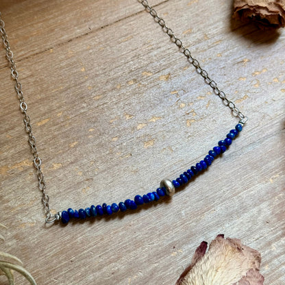 17-Inch Lapis Nugget & Sterling Silver Necklace
