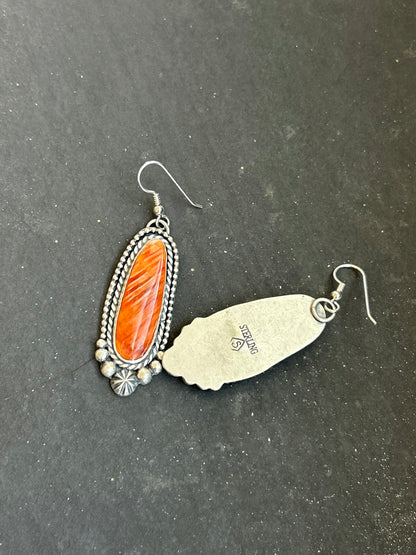 Sterling Silver Orange Spiny Oyster Dangle Earrings – Artist Shay Pfeiffer