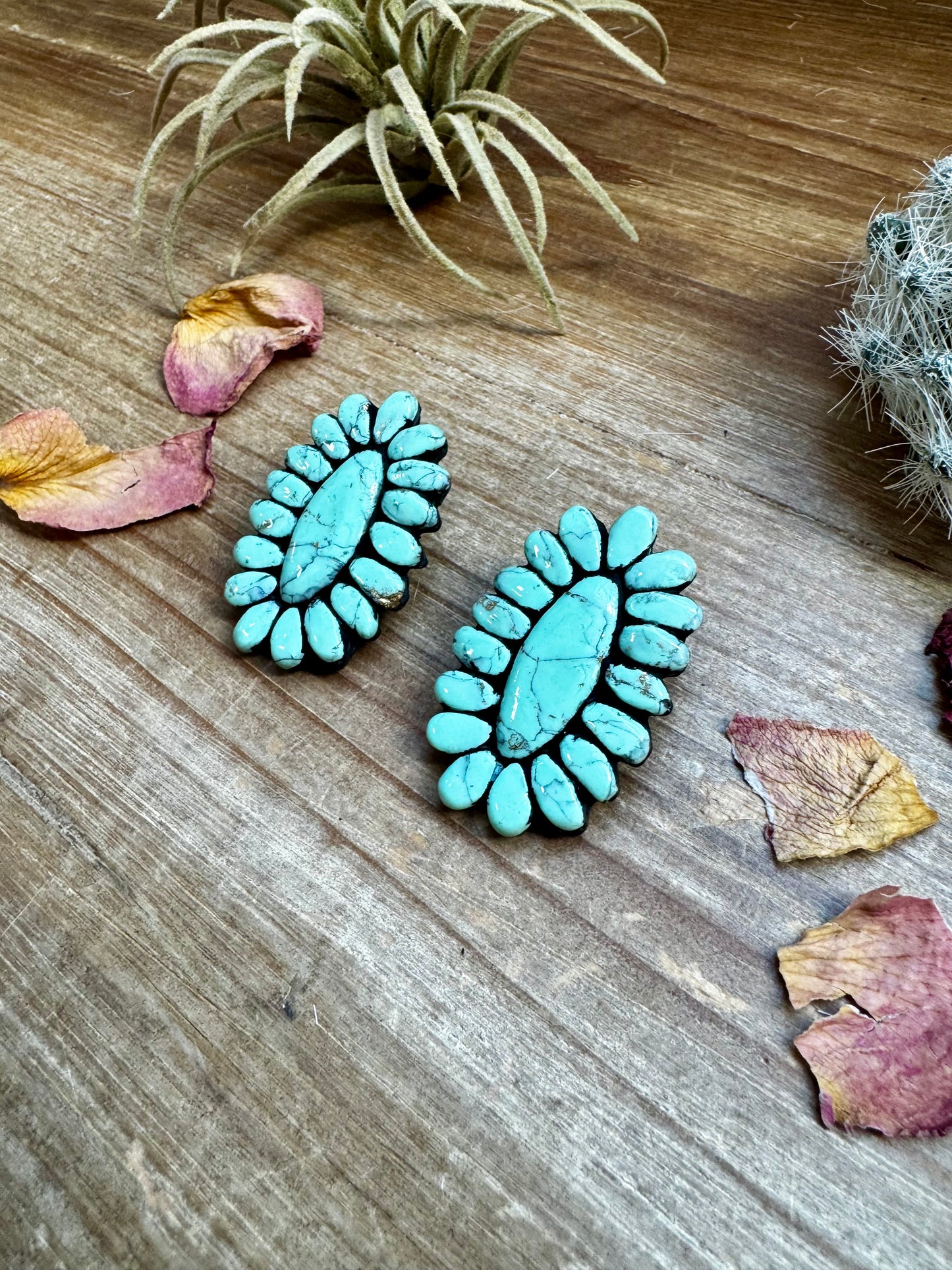 Mint Concho Large Clay Stud Earrings