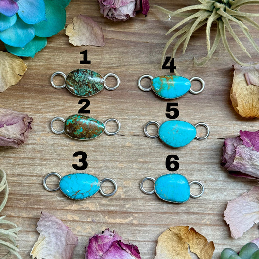 Sterling silver turquoise twilly scarf slide handmade in-house by MJ in the USA
