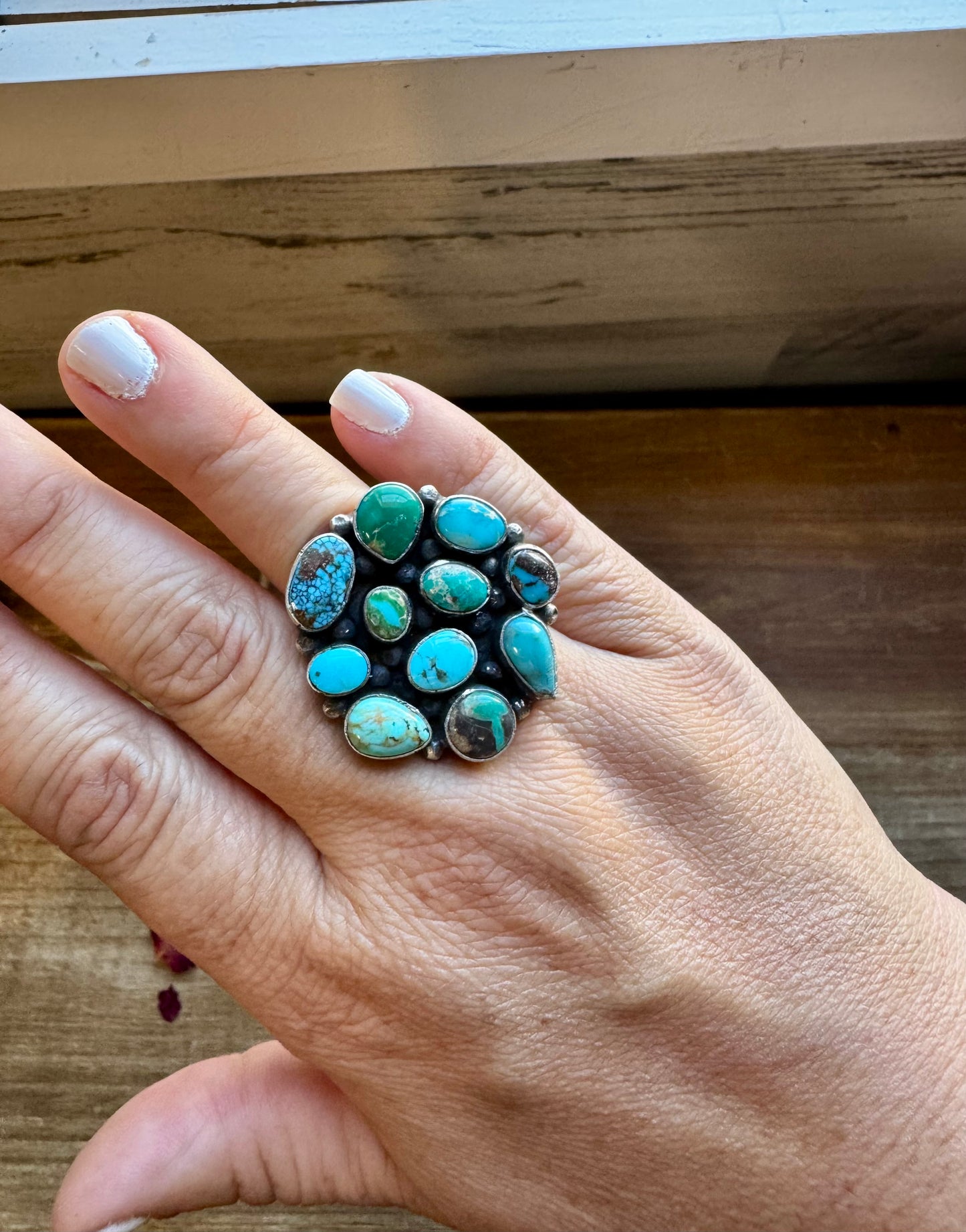 Round ring- size 6 - Sonoran Gold turquoise ring and sterling silver