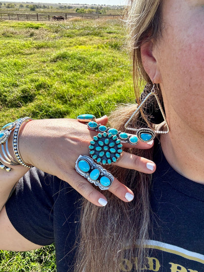 Dangle earrings Sterling silver with kingman turquoise