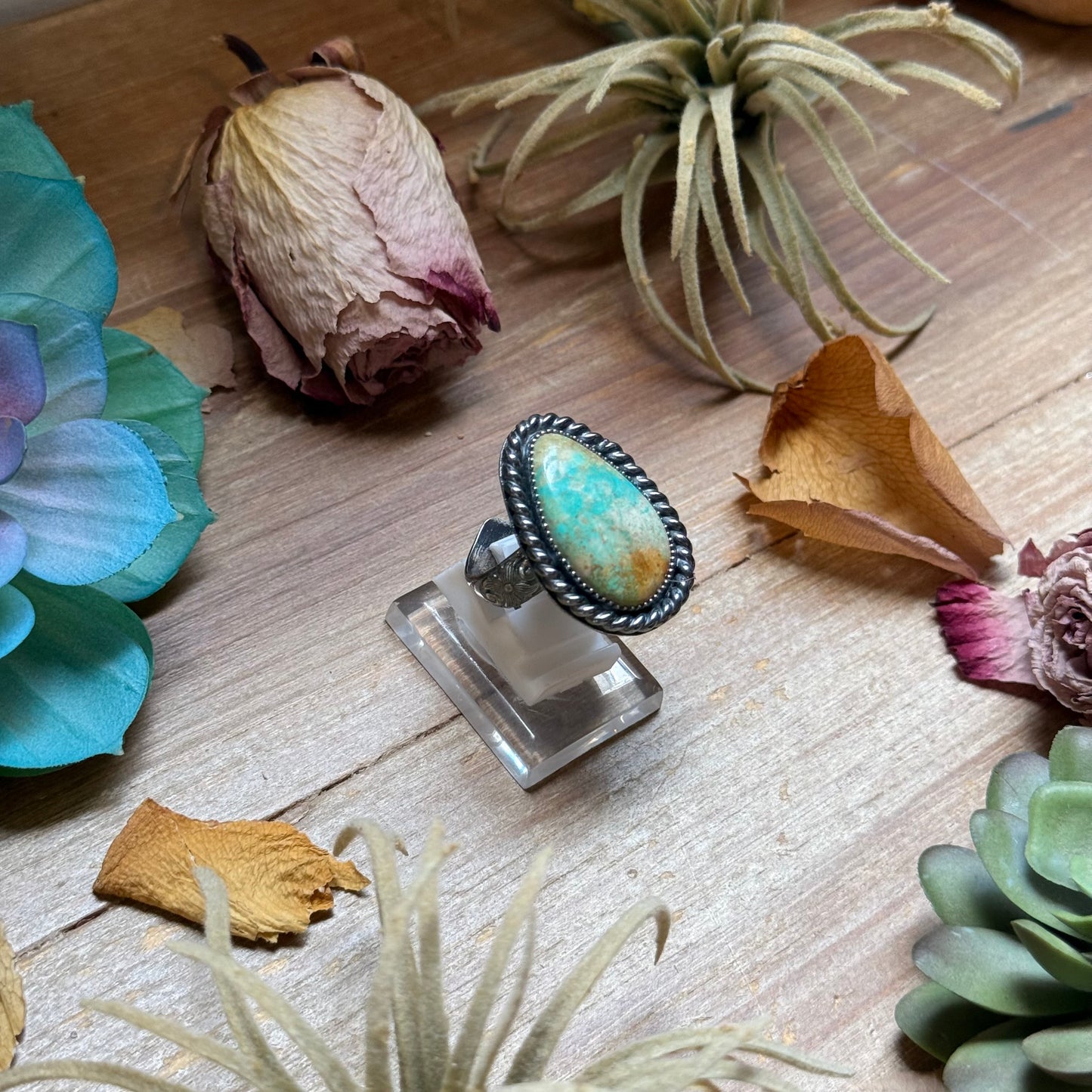 Mj Ring - Teardrop Turquoise Adjustable Ring