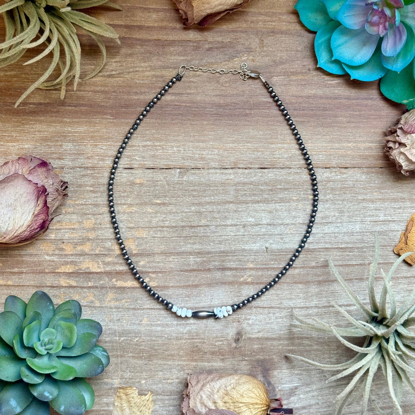 White Buffalo Nugget & Sterling Silver Torpedo Necklace