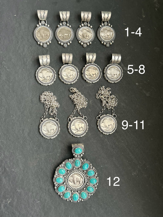 1-4 Sterling Silver Buffalo Nickel Pendant – Rope Border – Artist Jason Ogg
