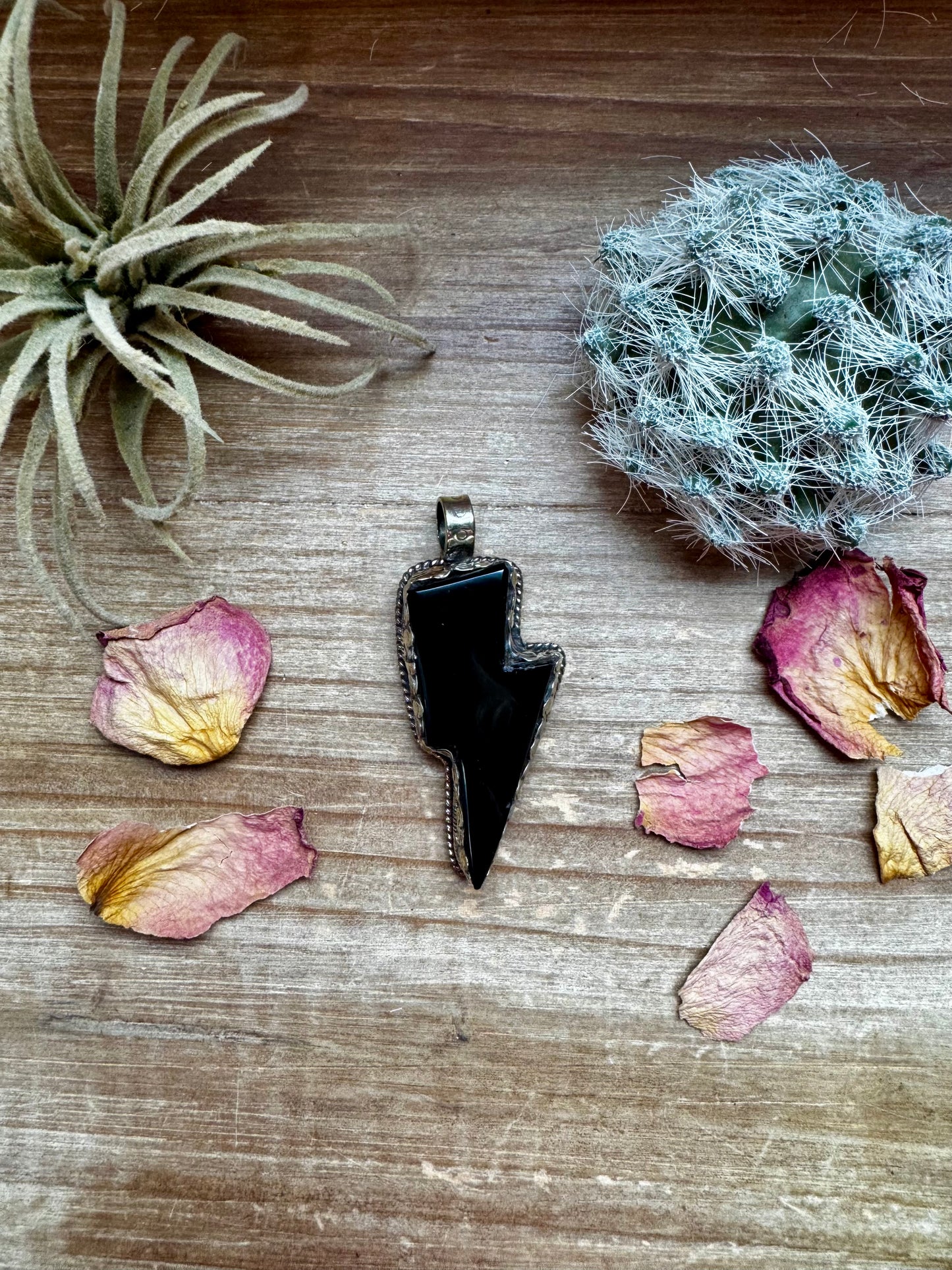 Black Onyx Lightning bolt pendant