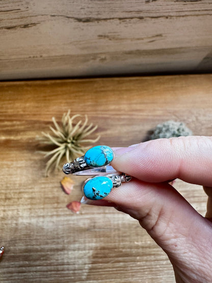 Band Ring- adjustable- Kingman turquoise ring and sterling silver