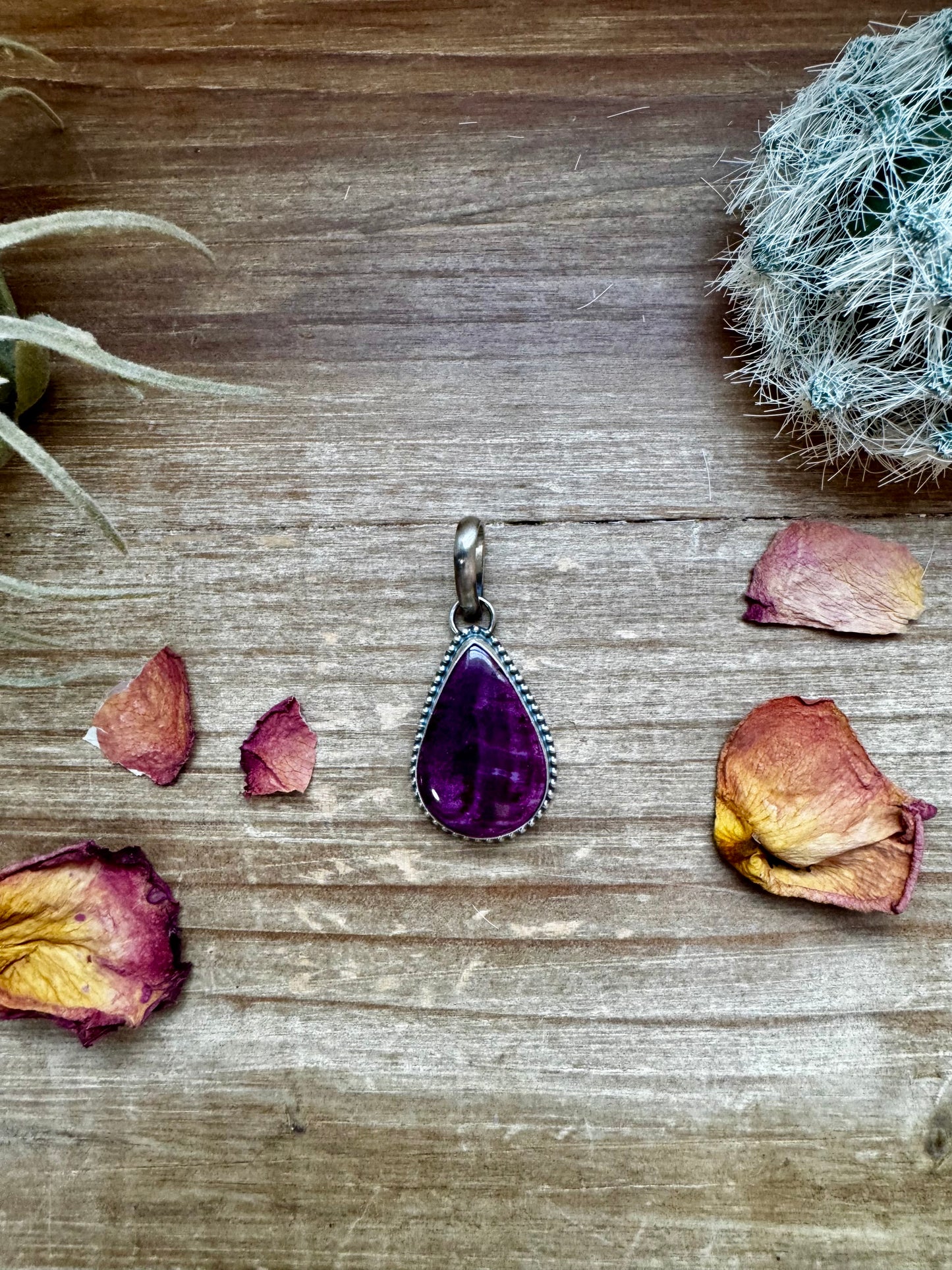 Teardrop Pendant - Purple Spiny & Sterling Silver