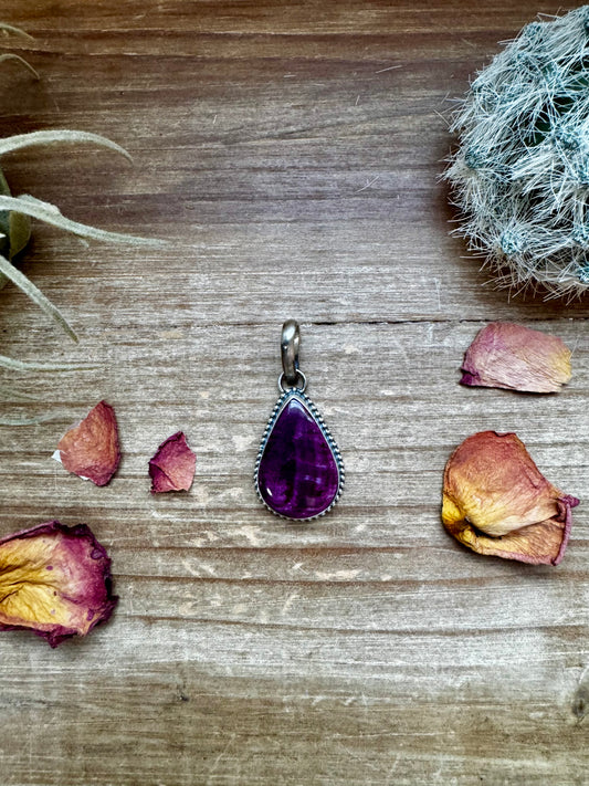 Teardrop Pendant - Purple Spiny & Sterling Silver