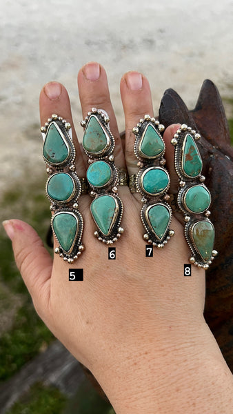 Long turquoise rings