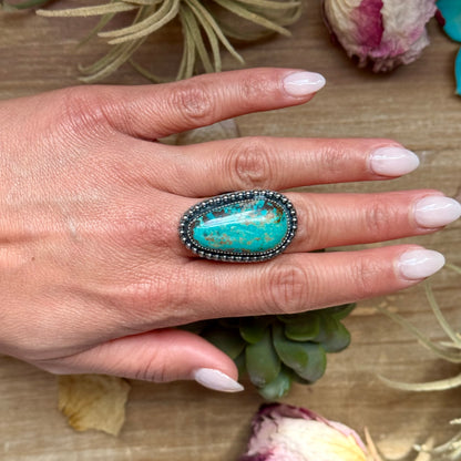 MJ Turquoise Ring – Sterling Silver Adjustable Band