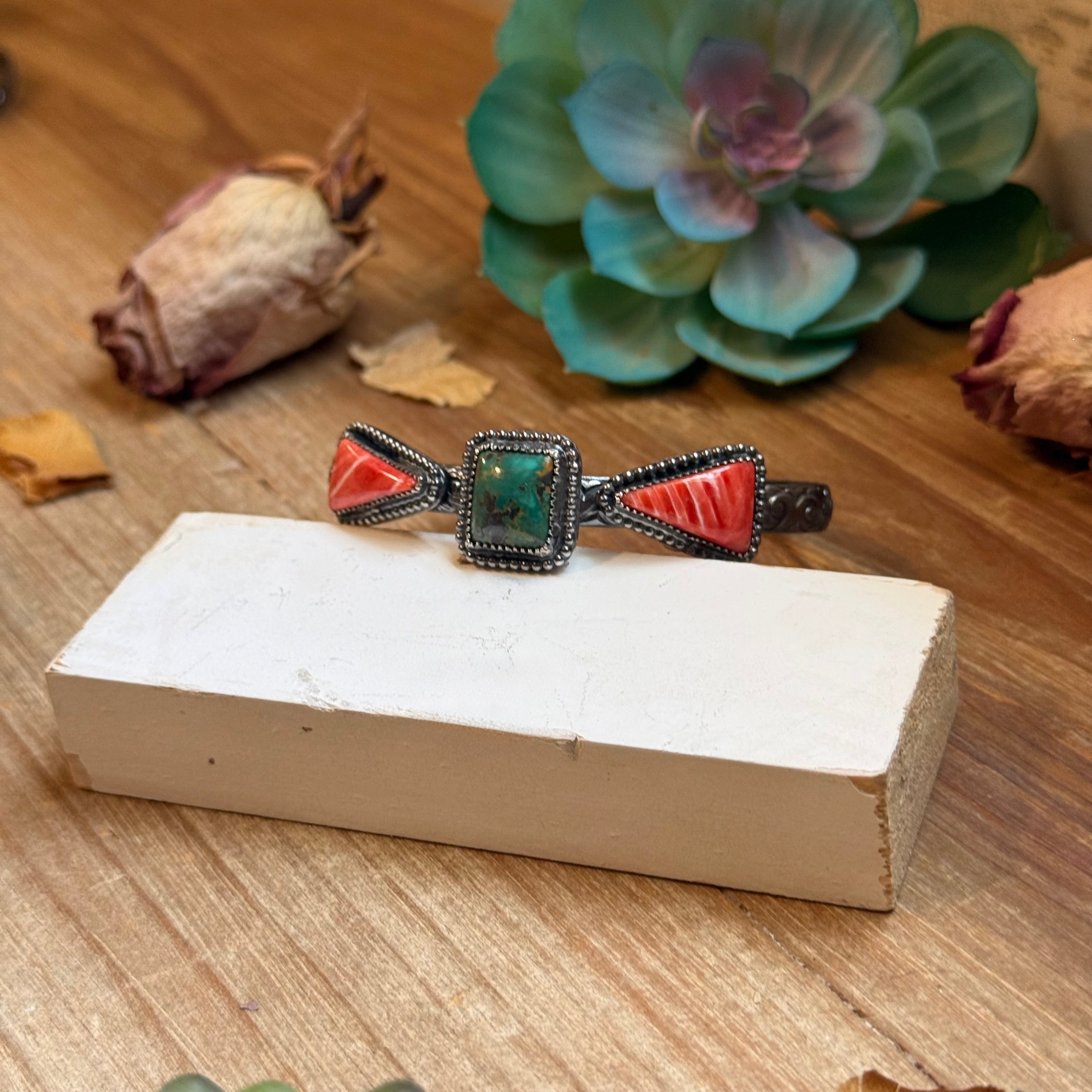 MJ Turquoise & Red Spiny Oyster Sterling Silver Cuff – The Bijoux