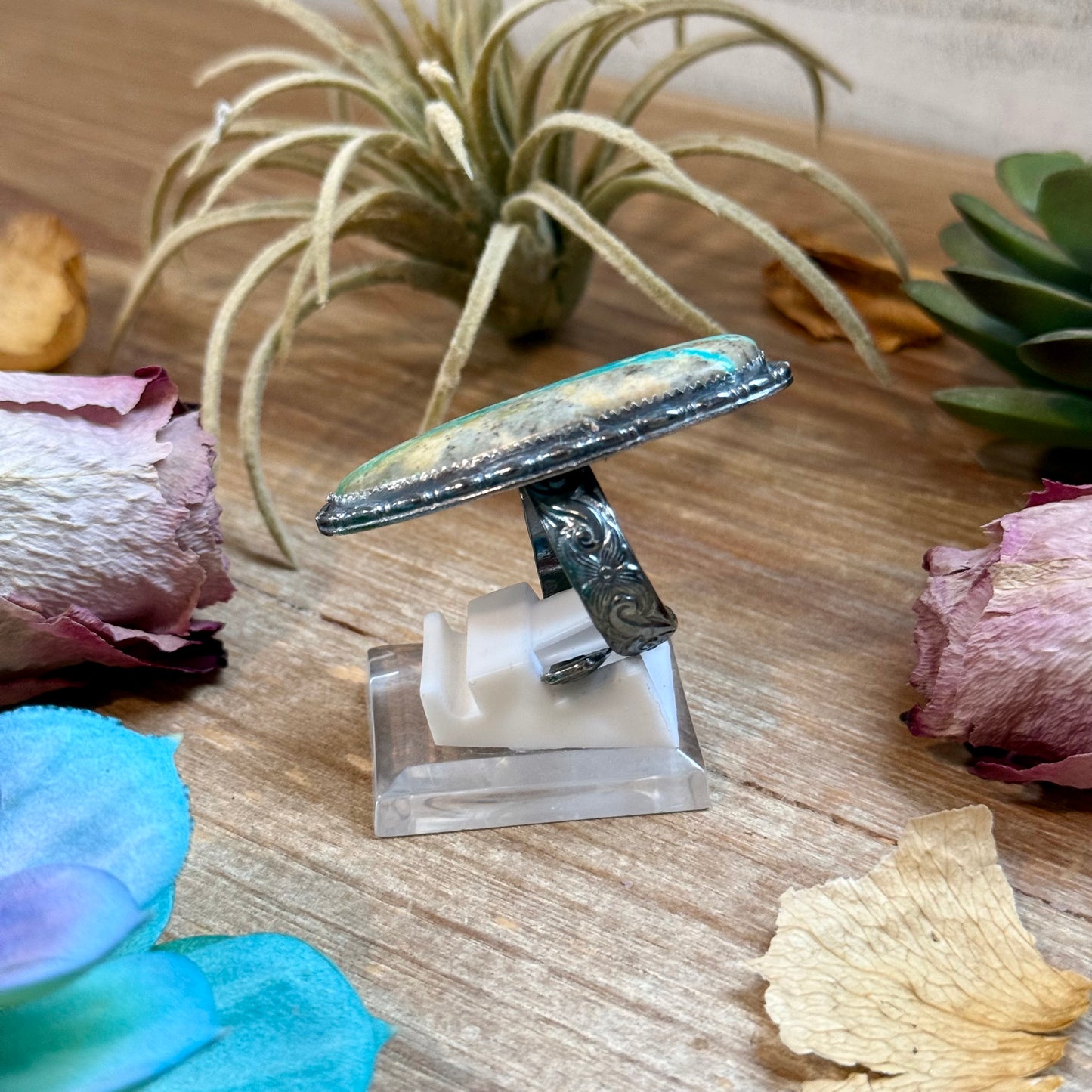 MJ Turquoise Ring – Sterling Silver Adjustable Band