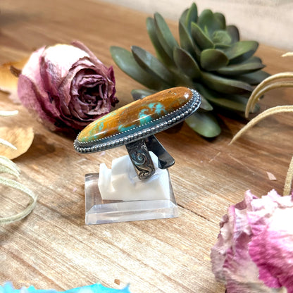 MJ Turquoise Ring – Sterling Silver Adjustable Band