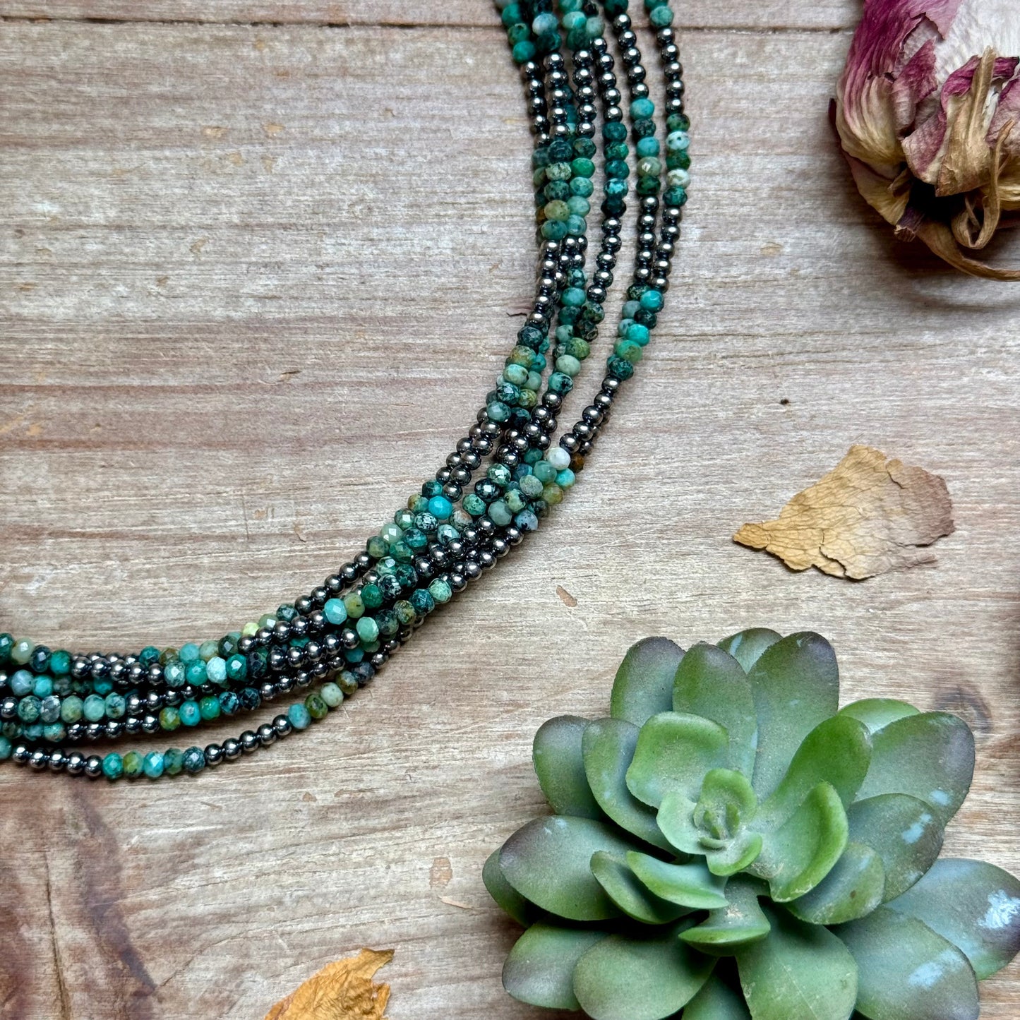 Faceted African Turquoise Necklace – 19"  – 3mm