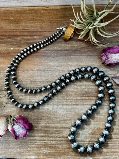 45-inch graduated sterling silver pearl necklace from 6mm to 16mm, handmade by The Bijoux FAB in the USA, NFR Collection
