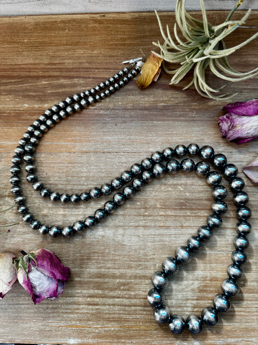 45-inch graduated sterling silver pearl necklace from 6mm to 16mm, handmade by The Bijoux FAB in the USA, NFR Collection