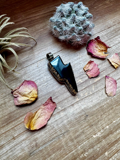 Black Onyx Lightning bolt pendant