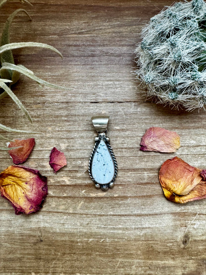 Teardrop Pendant - White Buffalo & Sterling Silver