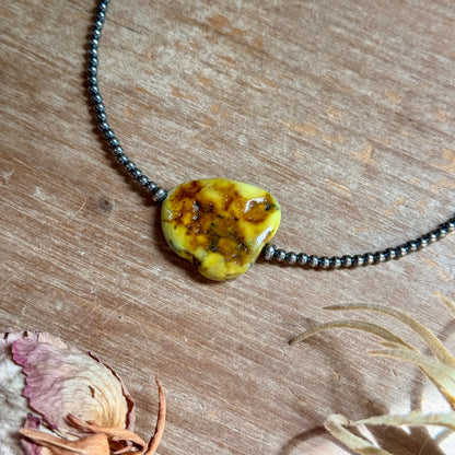 3mm Sterling Silver Pearl & Palomino Variscite Necklace