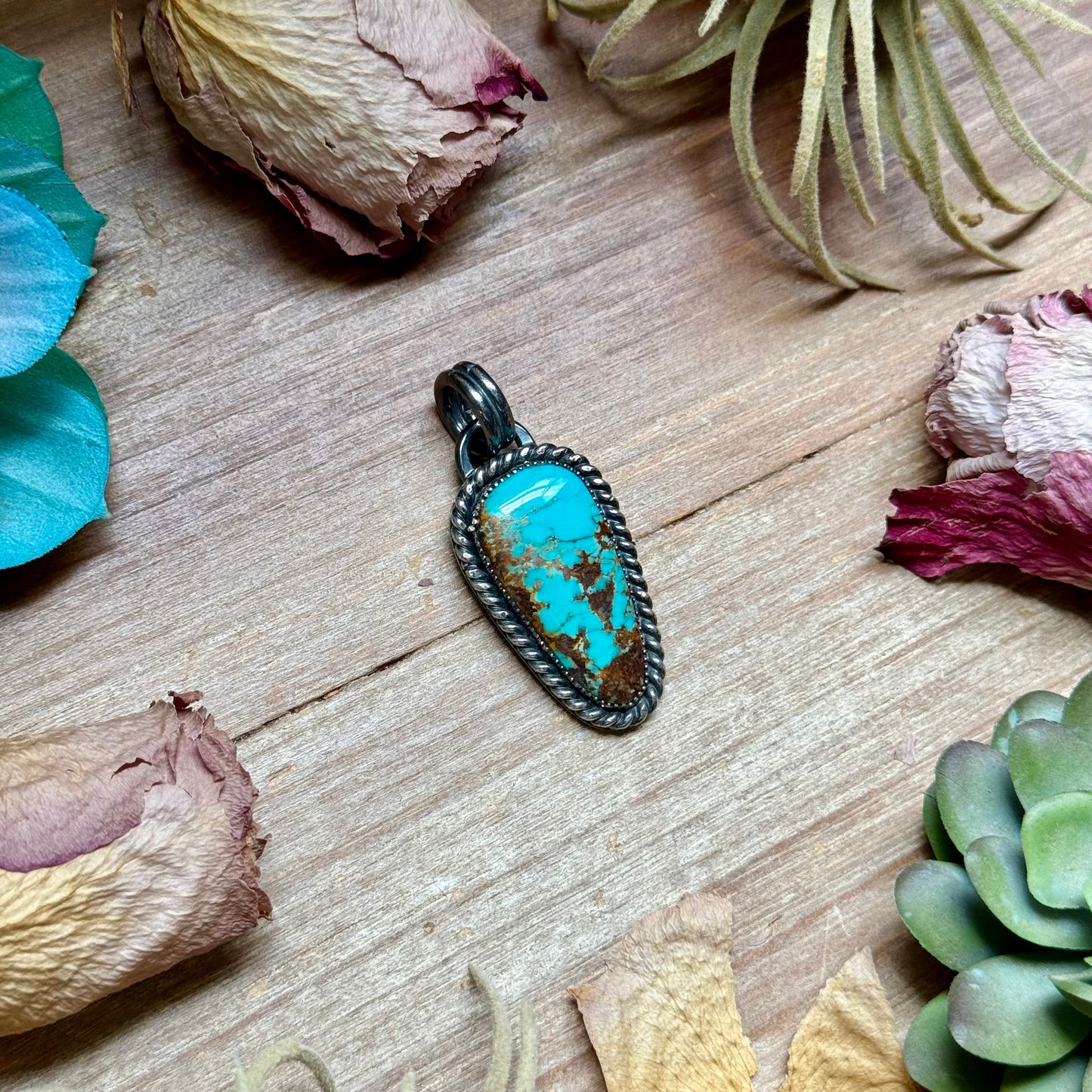 MJ Turquoise Sterling Silver Pendant – Triangle Shape