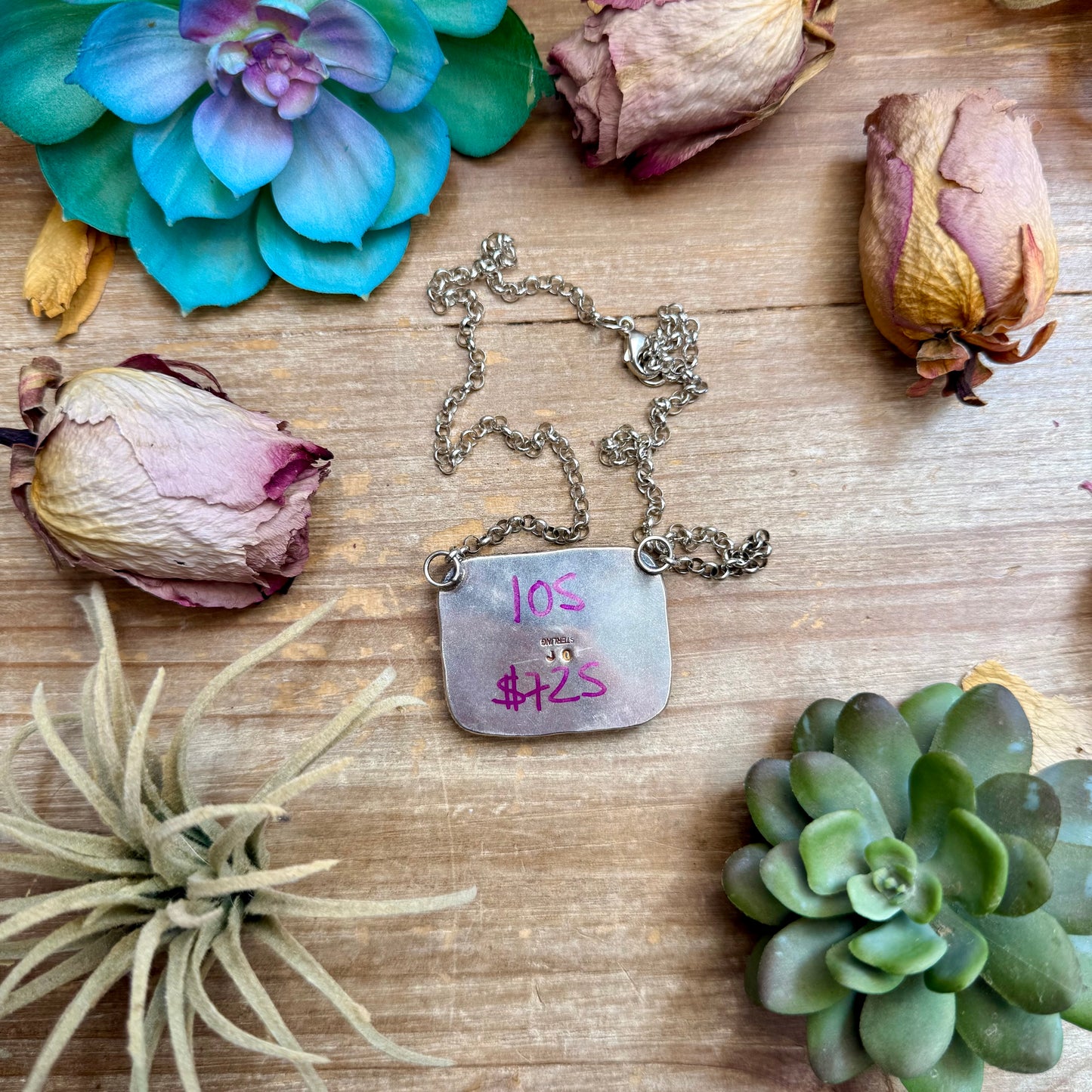105 - Sterling Silver Pilot Mountain Turquoise Bar Necklace by Jason Ogg