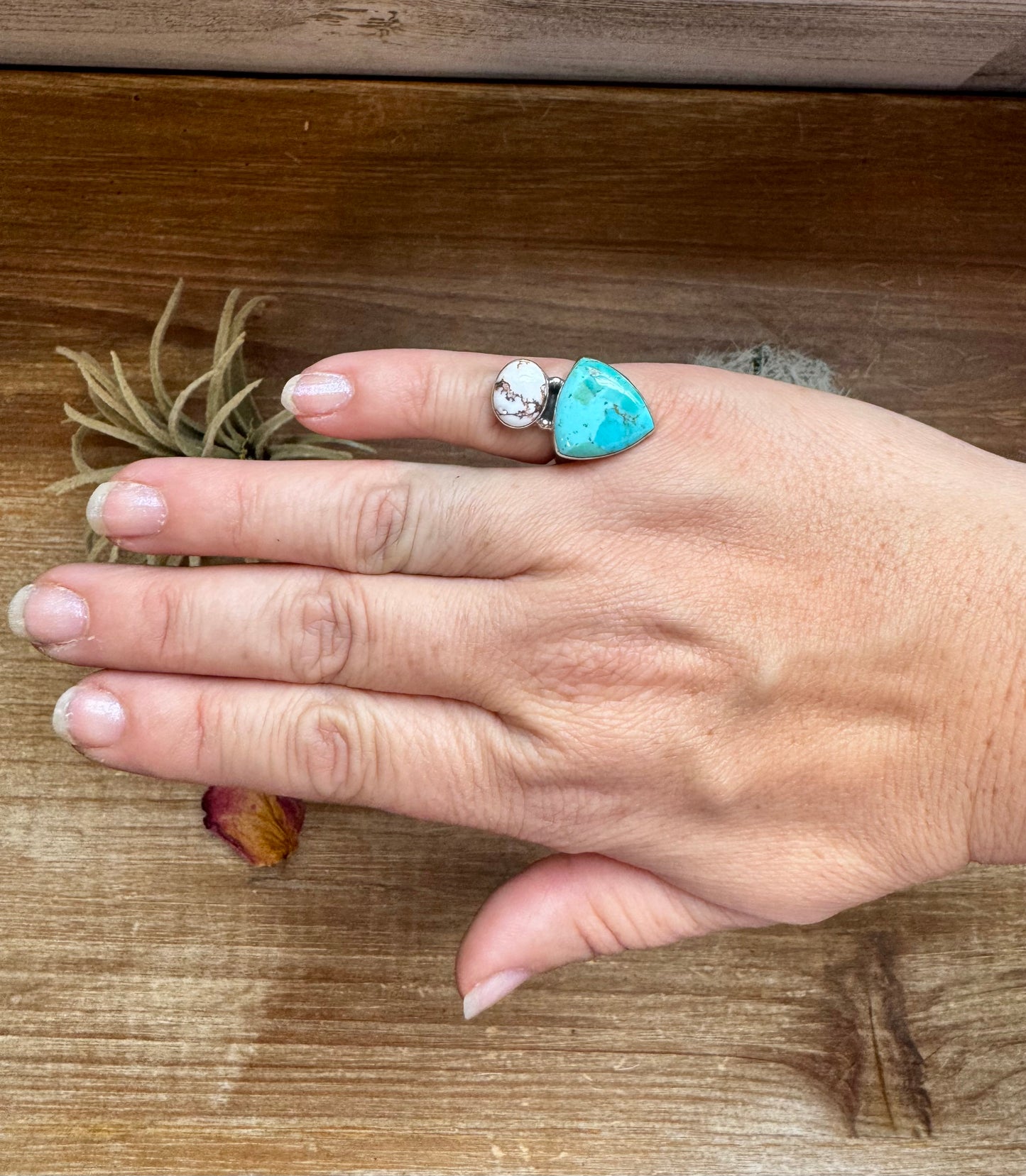 Multi Stone Ring - Size 5 - Kingman turquoise, Wild horse and sterling silver