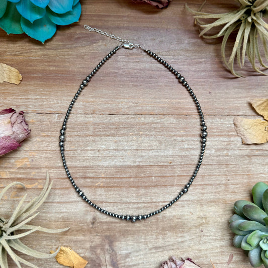 Graduated sterling silver pearl necklace handmade by The Bijoux FAB