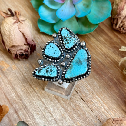 MJ Ring Four-Stone Freeform Turquoise Statement Ring
