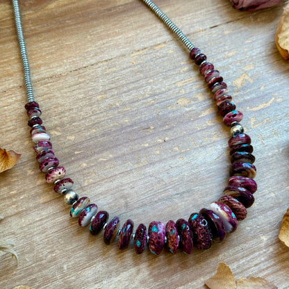 23” Purple & Turquoise Spiny Necklace