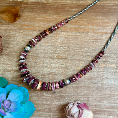 22-Inch Graduated Purple Spiny Sterling Silver Pearl Necklace