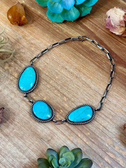 One-of-a-Kind Two-Stone Blue-Green Turquoise Statement Ring