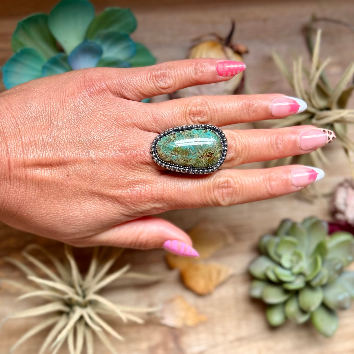 MJ Freeform Turquoise Ring – Sterling Silver