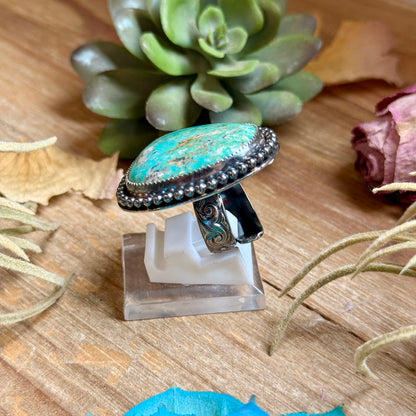 MJ Turquoise Ring – Sterling Silver Adjustable Band