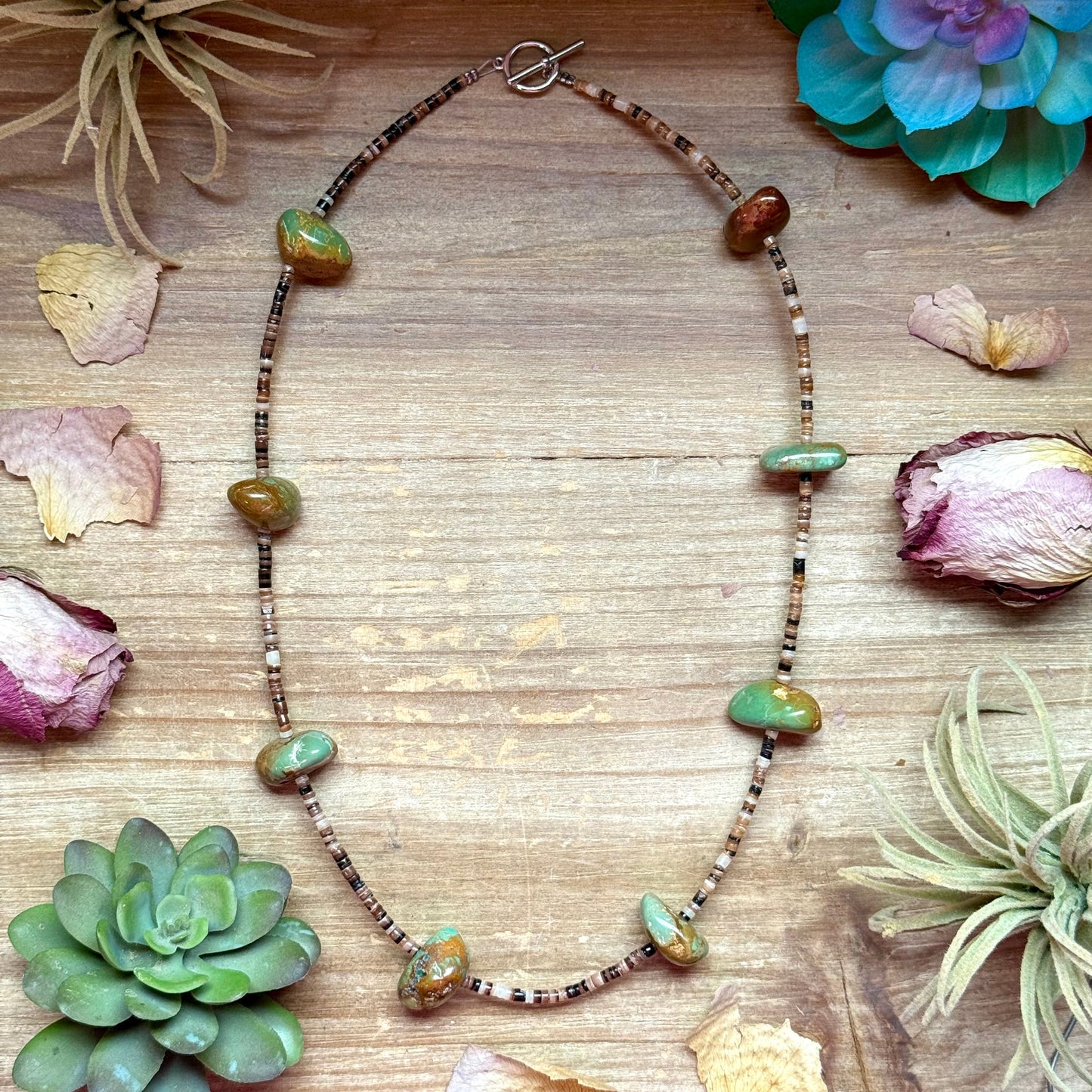 22” Dark Shell & Turquoise Nugget Necklace