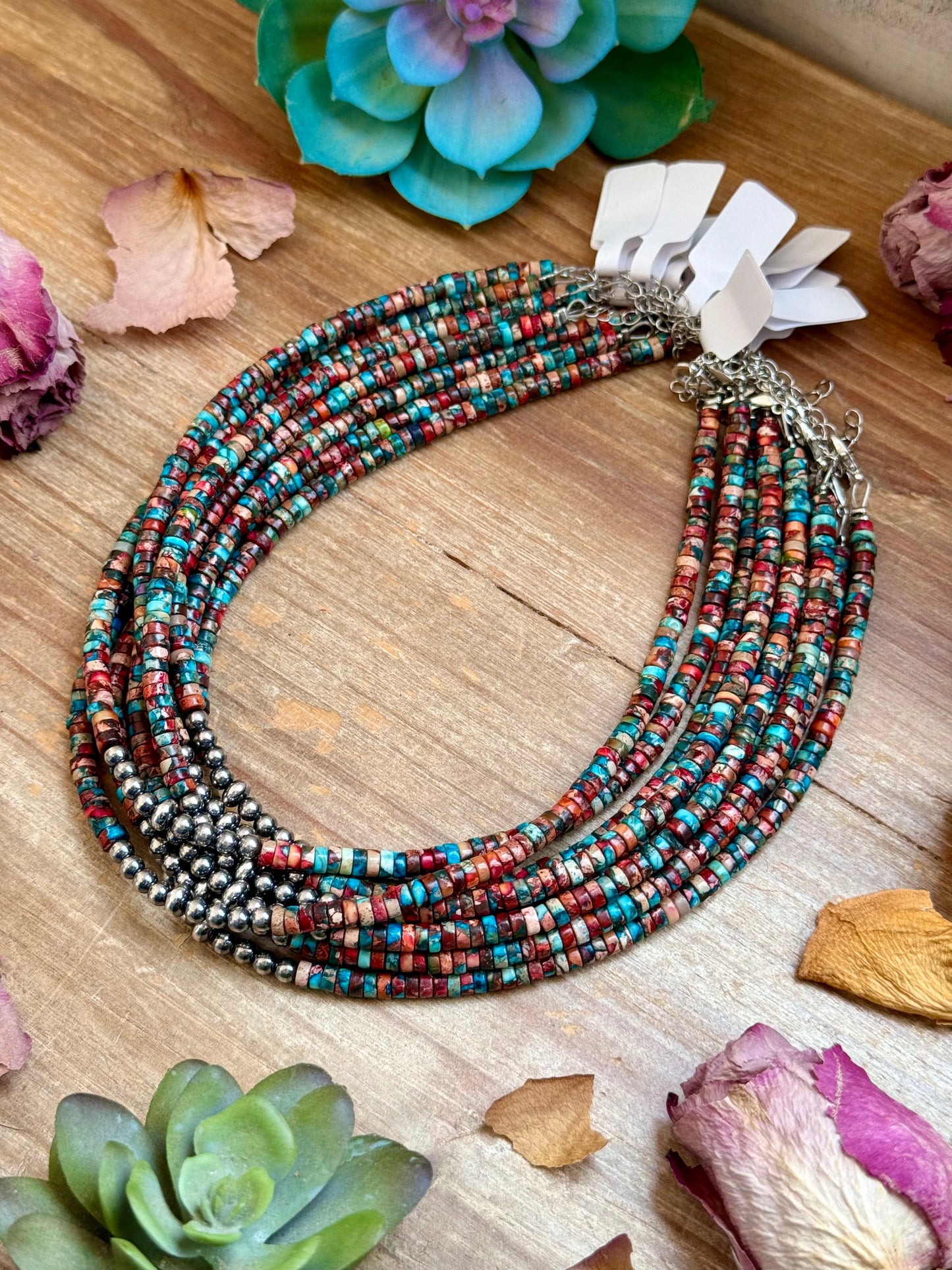 14” Pink sea sediment Choker – Sterling Silver Pearls