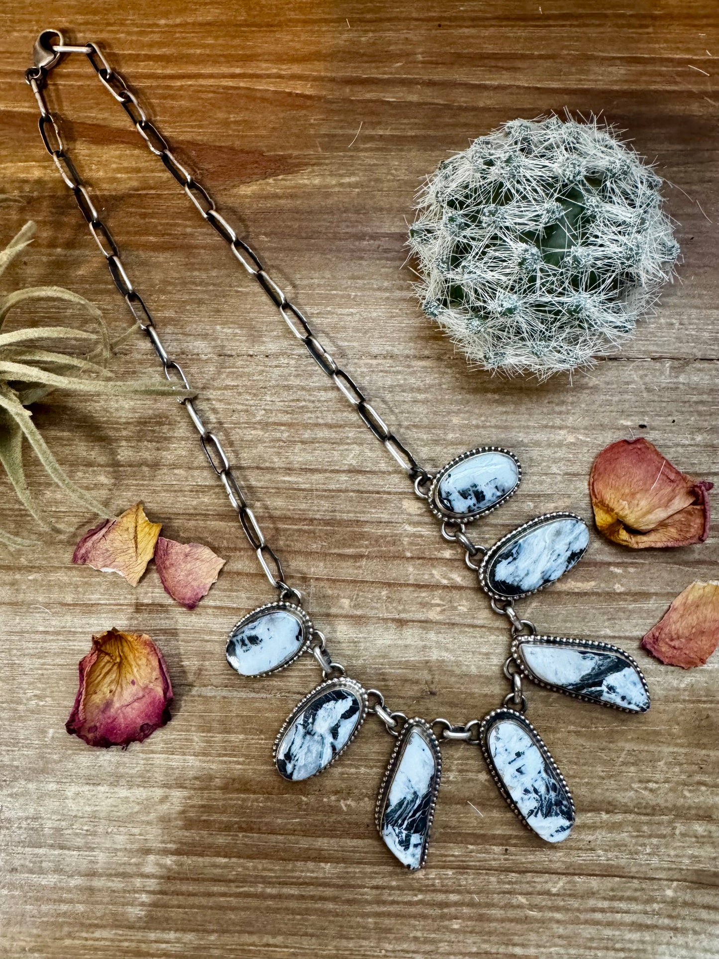 Statement Necklace - White Buffalo & Sterling Silver