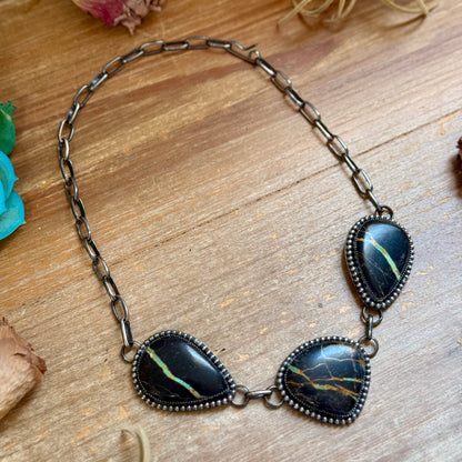 One-of-a-Kind Black Jack Sterling Silver Statement Necklace