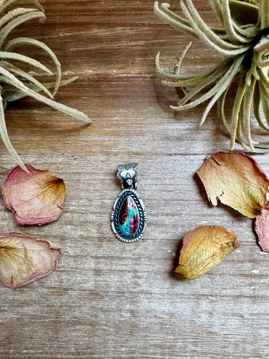 Mojave stone sterling silver pendant, 1.5 inches long, fits 8 mm chain, USA made