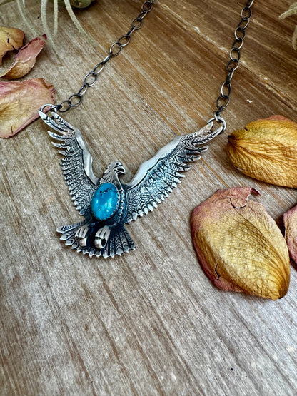 One-of-a-Kind Eagle Necklace with Turquoise – Rob T. Kelly, Native Made
