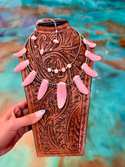 Jaci Set Pink Conch & Sterling Silver