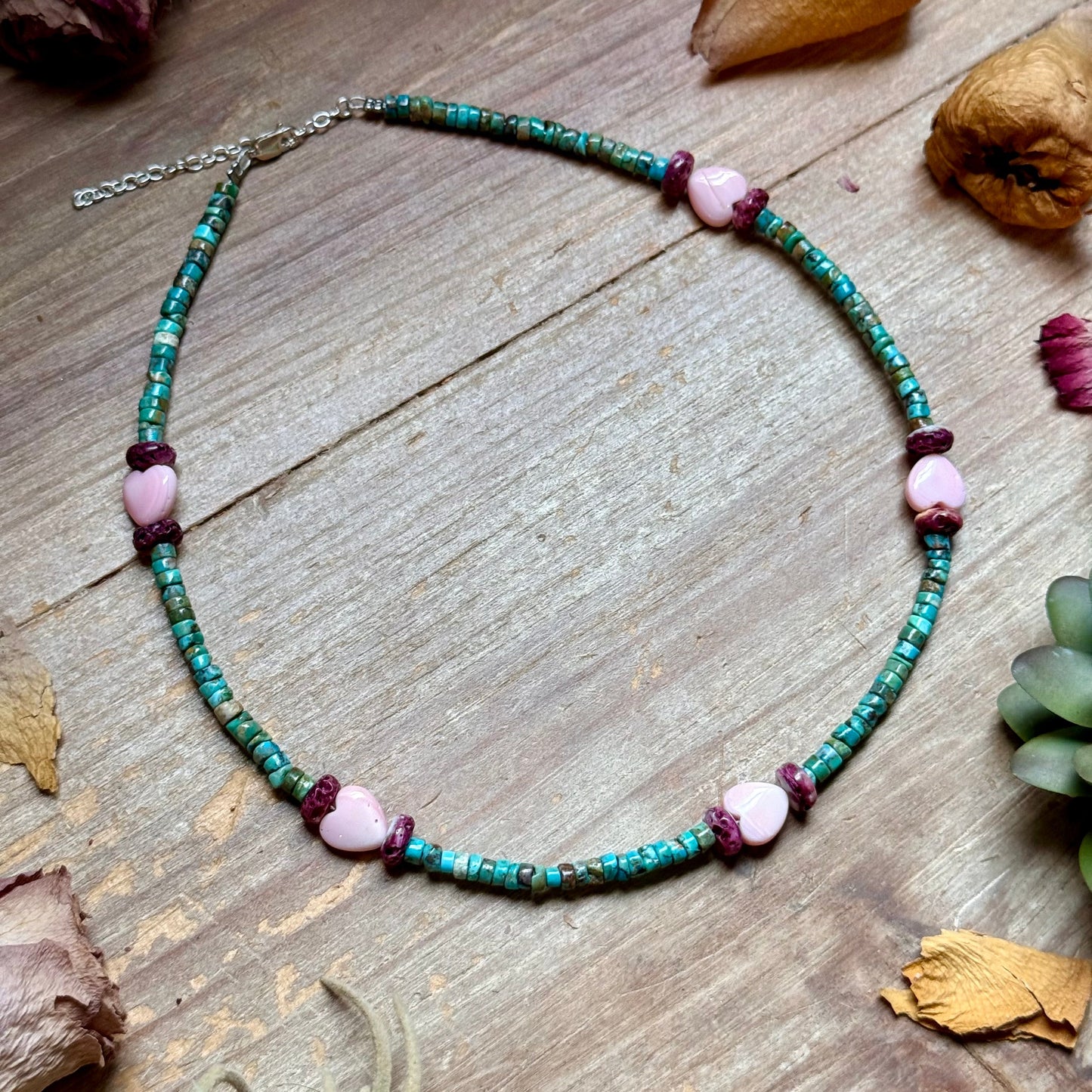 Color Pop Summer Necklace – Turquoise, Purple Spiny & Pink Conch 16"