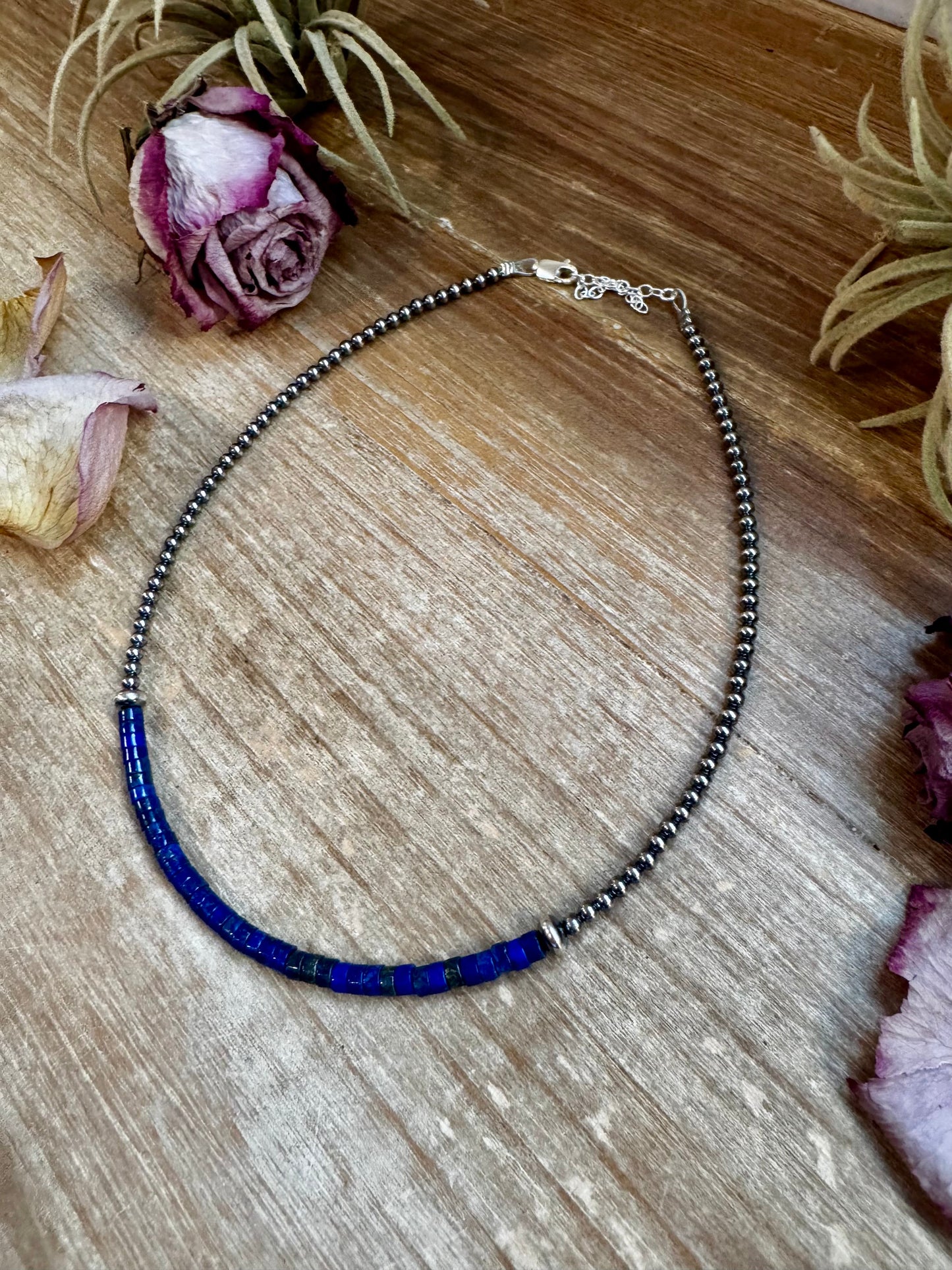 Lapis & Sterling Silver Pearl Choker